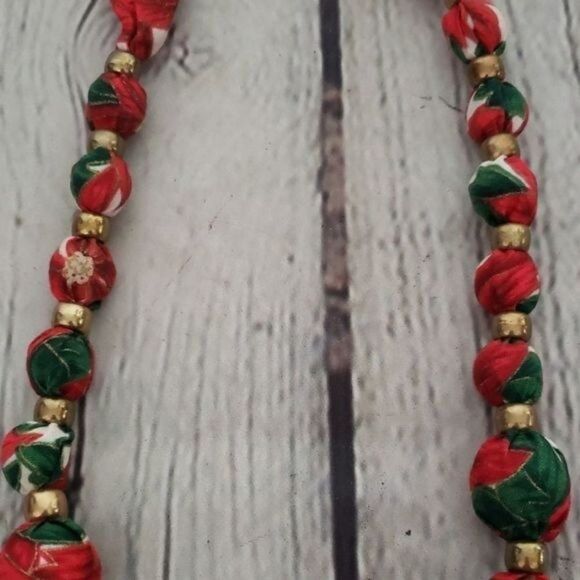 Vintage Handmade Ugly Christmas Party Fabric Necklace - Picture 3 of 7